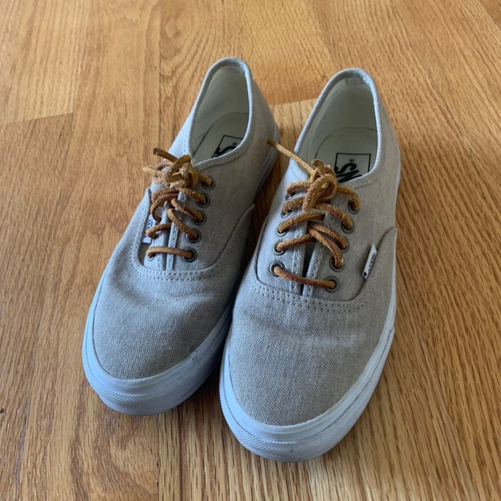 Tan Vans with Brown Laces